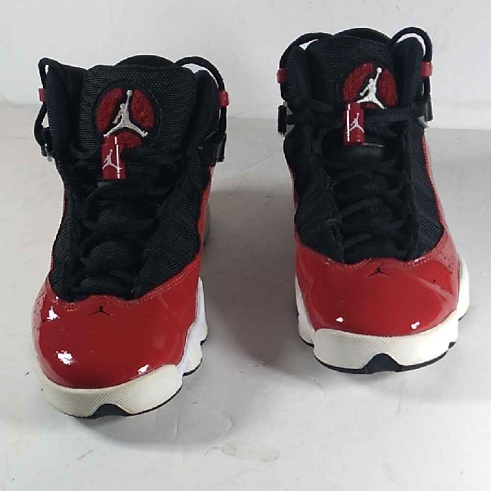 Unisex,Men's Air Jordan 6 Red and Black Athletic Sneakers.